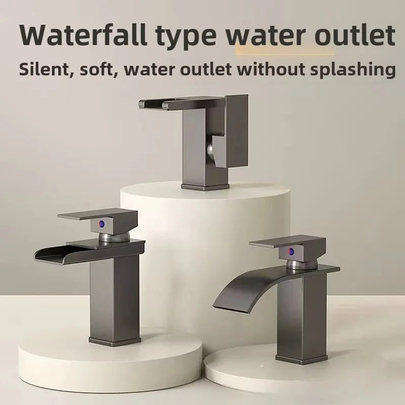 Wash Basin Faucet Bathroom Cold and Hot Sink Tap Toilet Luxury Water Taps Modern Brass Mixers Tap LED Light Bathroom Sink Faucet