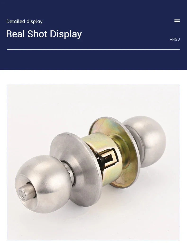 Anti-bumping House Door Handle Lock With Knobs Interior Round for Bedroom Bathroom Stainless Turn Thumb Armored Privacy Articles