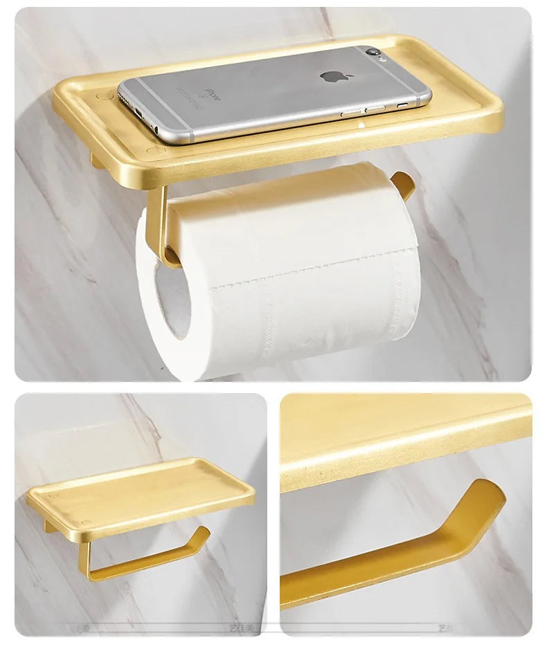 Bathroom accessories: brushed golden corner rack, towel rack, bathroom storage rack, bathroom hardware pendant bath accessories
