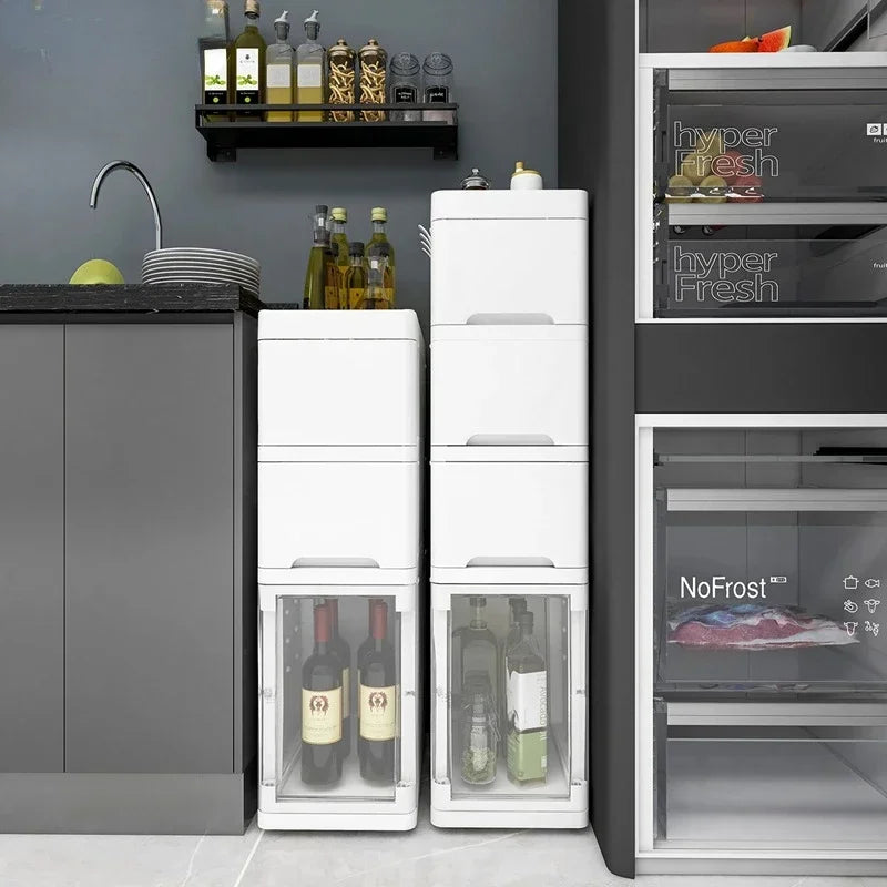 Multi-Tier Spice Holder with Pull-Out Drawer Convenient Mobile Kitchen Organizer Utility Rack for Easy Access