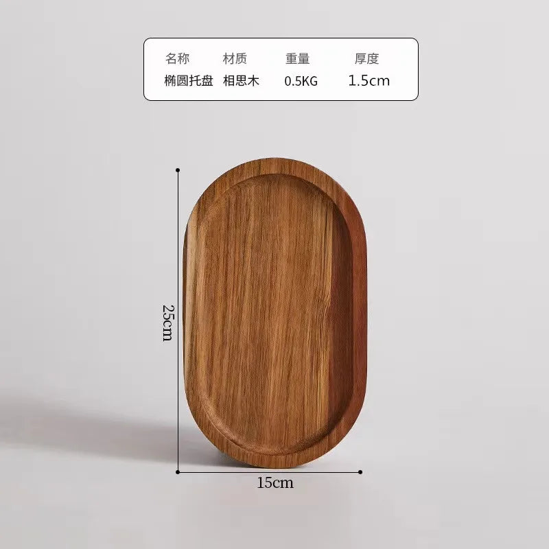 Large round Wooden Food Tray Serving Plate Waterproof l Wood Dert Plate Fruit Tray Wood Crt Decorative Item