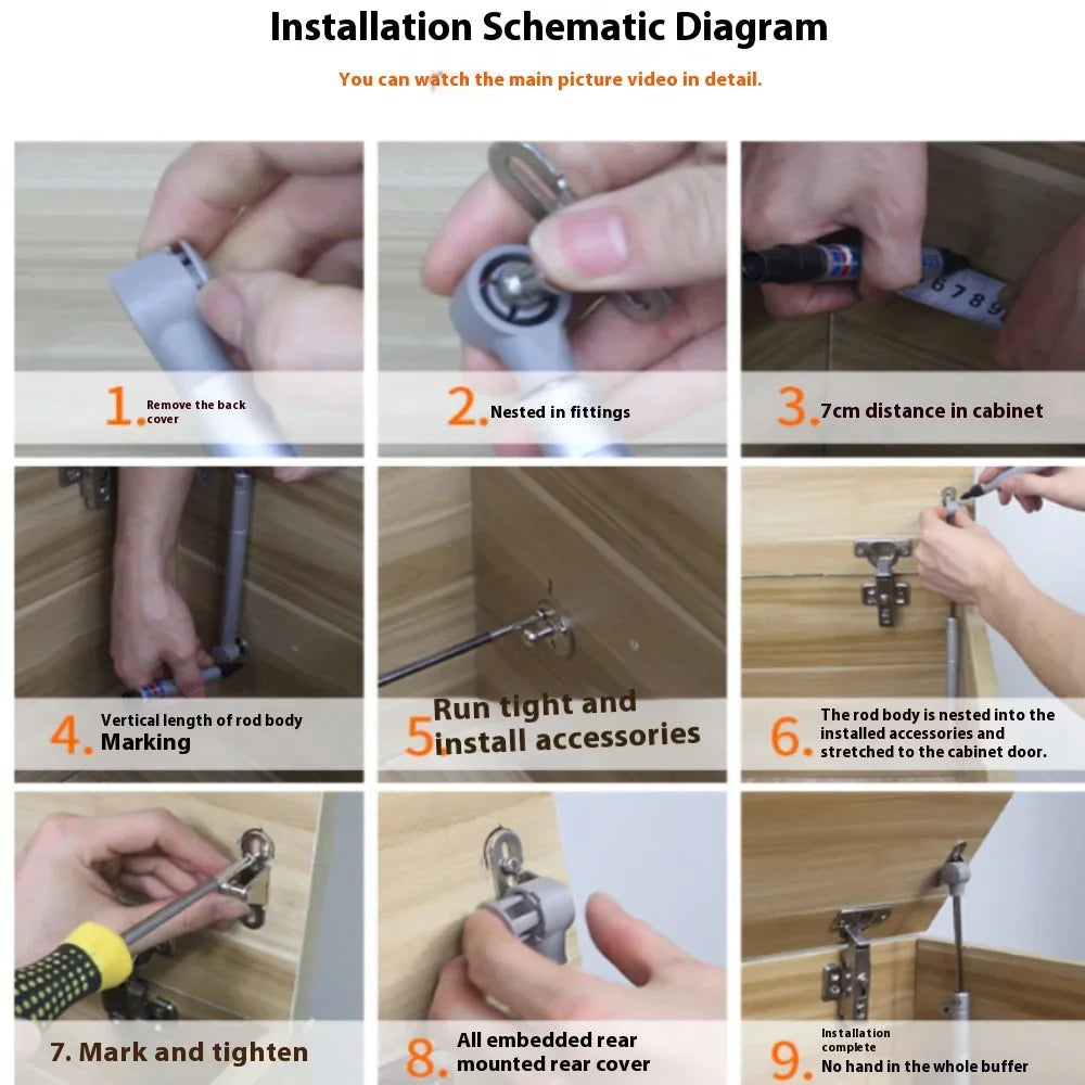 Cabinet Cupboard Hinges Lifter Up Stay Soft Close Hydraulic Gas Spring Support Fittings for Furniture Pistons for Kitchen Doors