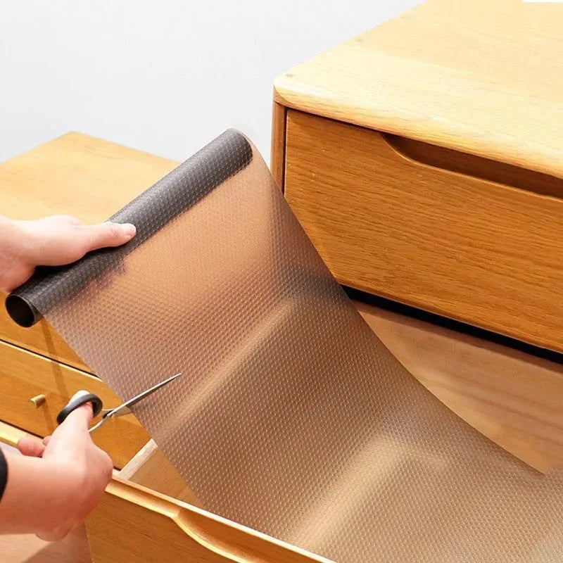 1PC 5m/196.85in Drawer Liners Washable Dustproof and Non-slip Placemats Kitchen Cabinet Mats Refrigerator Non-slip Liners