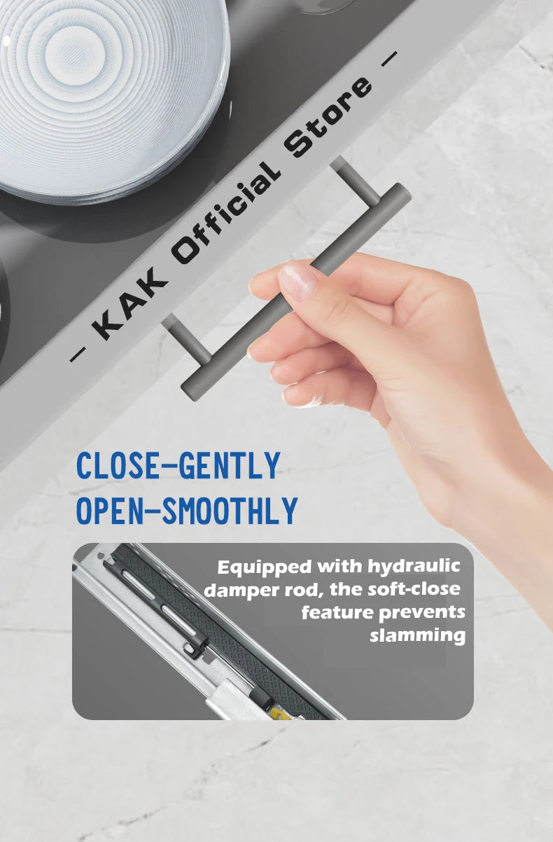 KAK 10"-20" Under Mount Drawer Slide Rails Soft Close 2 Section Hidden Rail Tracks 25KG Drawer Runner Hydraulic Damper Buffer