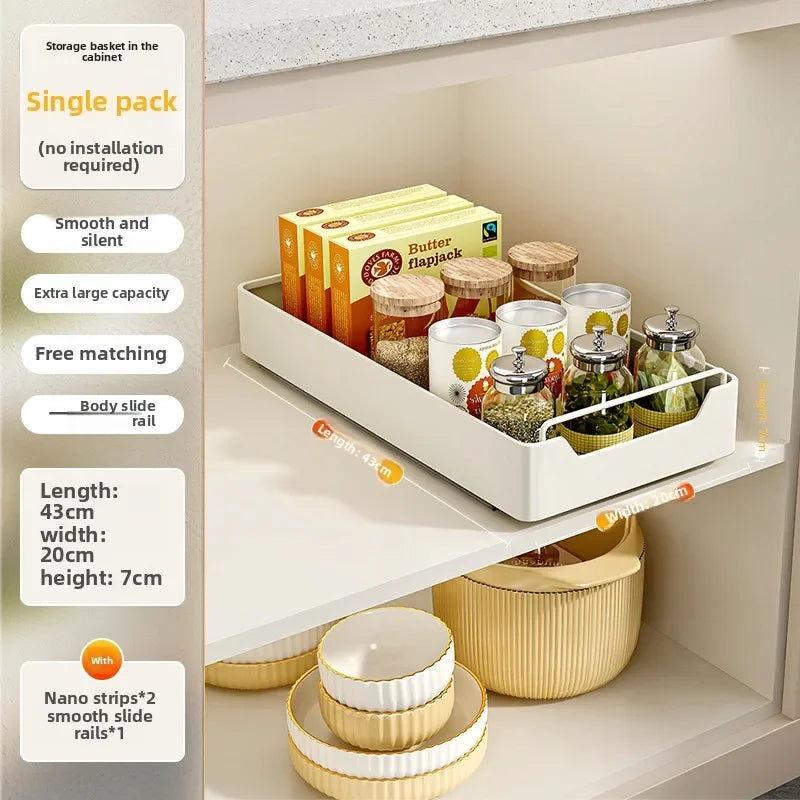 Pull Out Spice Rack Organizer with Smooth Slide Rails No Tools Required Kitchen Cabinet Storage Drawer for Maximum Space