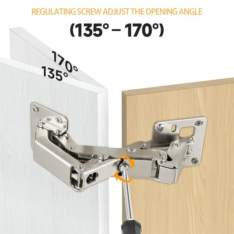 Adjustable Steel Cabinet Hinges 130-170 Degree Hydraulic Soft Close Hinges Kitchen Cupboard Doors Hinge Furniture Hardware