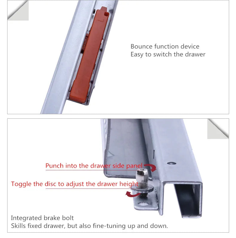 Furniture Drawer Slide Contact Bounce Free Handle Guide Rail Support