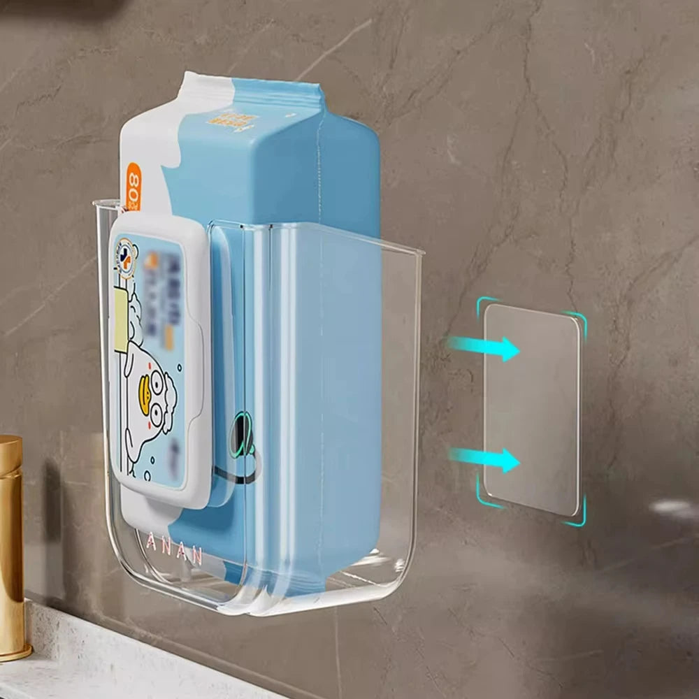 Bathroom Non Perforated Wall Mounted Wet Tissue Storage Box with Large Opening and Strong Load-bearing Capacity Storage Boxes