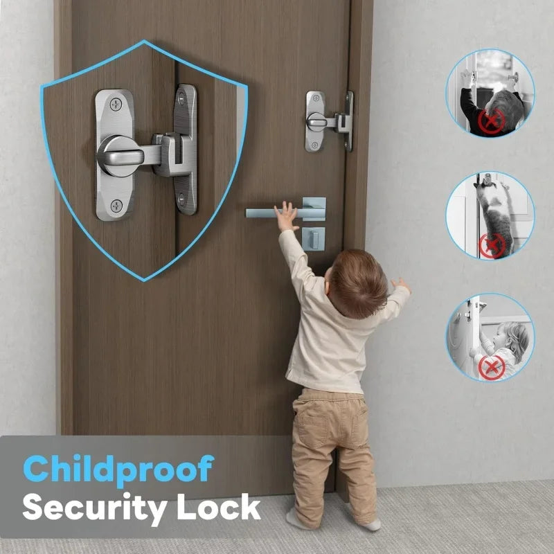 Heavy-Duty Flip-Up Door Latches 90/180 Degree Door Lock Home Security Sliding Door Latch Anti-theft Lock Zinc Alloy Doors Bolts