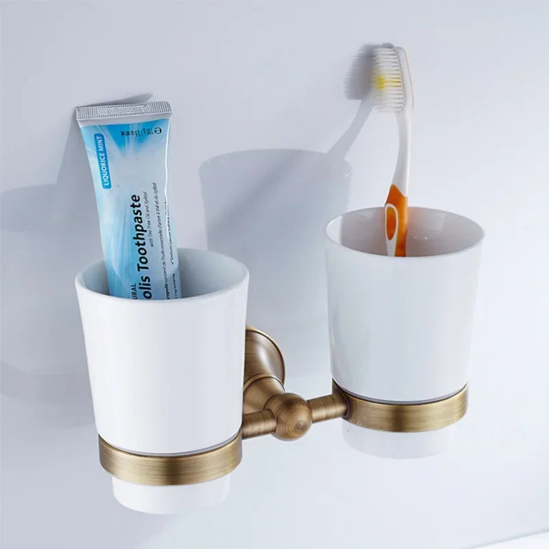 Bronze Bathroom Accessories Hardware Antique Hair Dryer Rack Coat Towel Shelf Rail Bar Shower Soap Dish Holder Toilet Brush