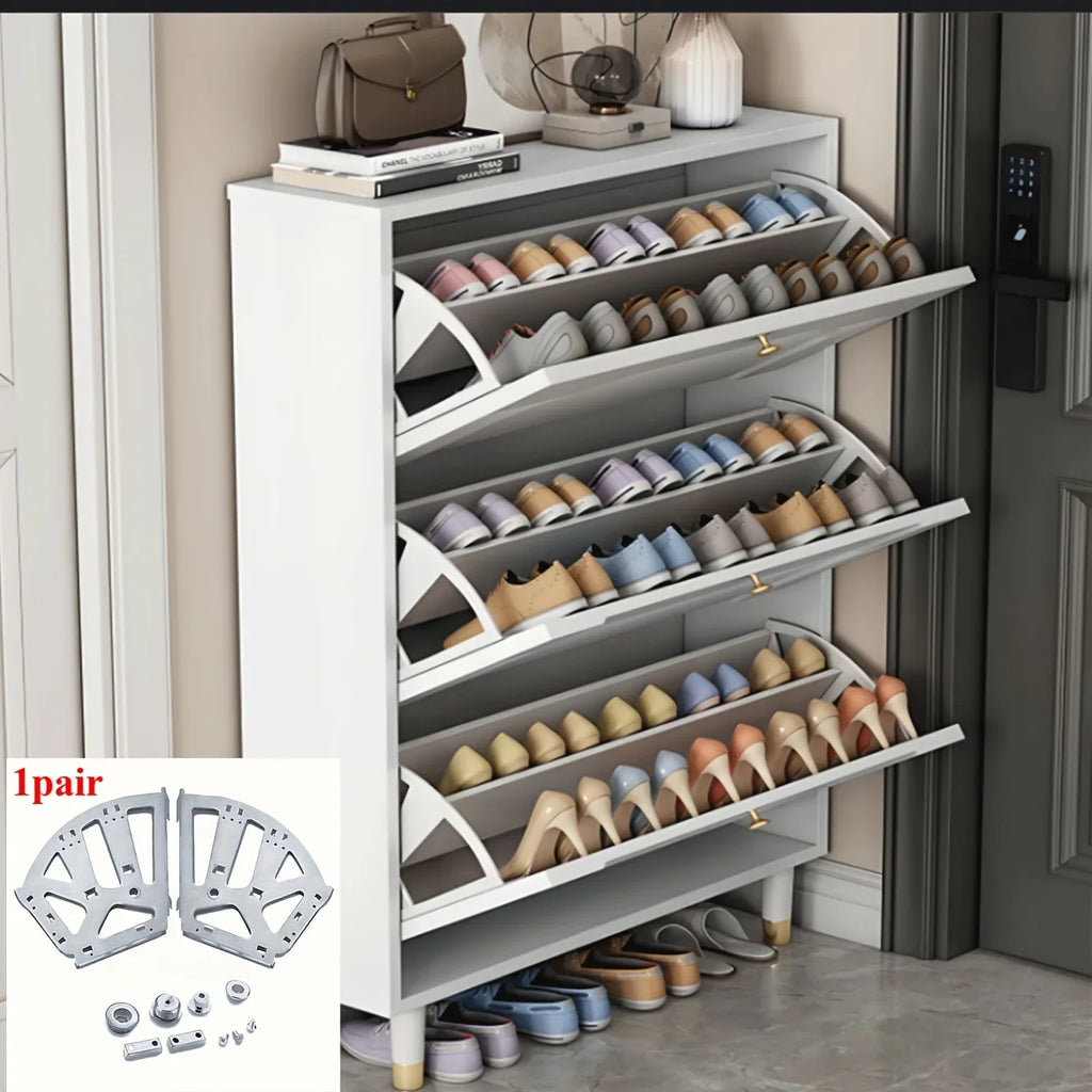 Shoe Rack Accessory - 3-Tier Connector, Thickened Iron Structure with Hidden Foldable Shelf, for Shoe Organization, 3-Layer Prac