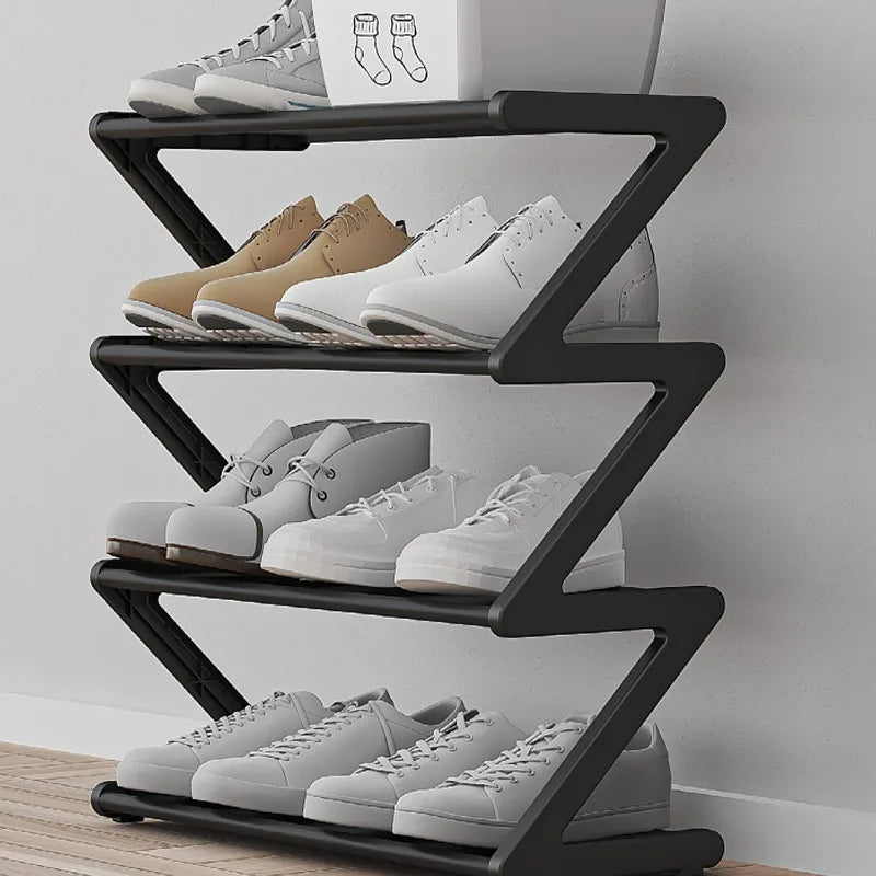 Shoe Rack Organizer Space Saving Shoes Organizer Free Standing Z-shaped Rack Multi-layer Assembly Storage for Home Dormitory