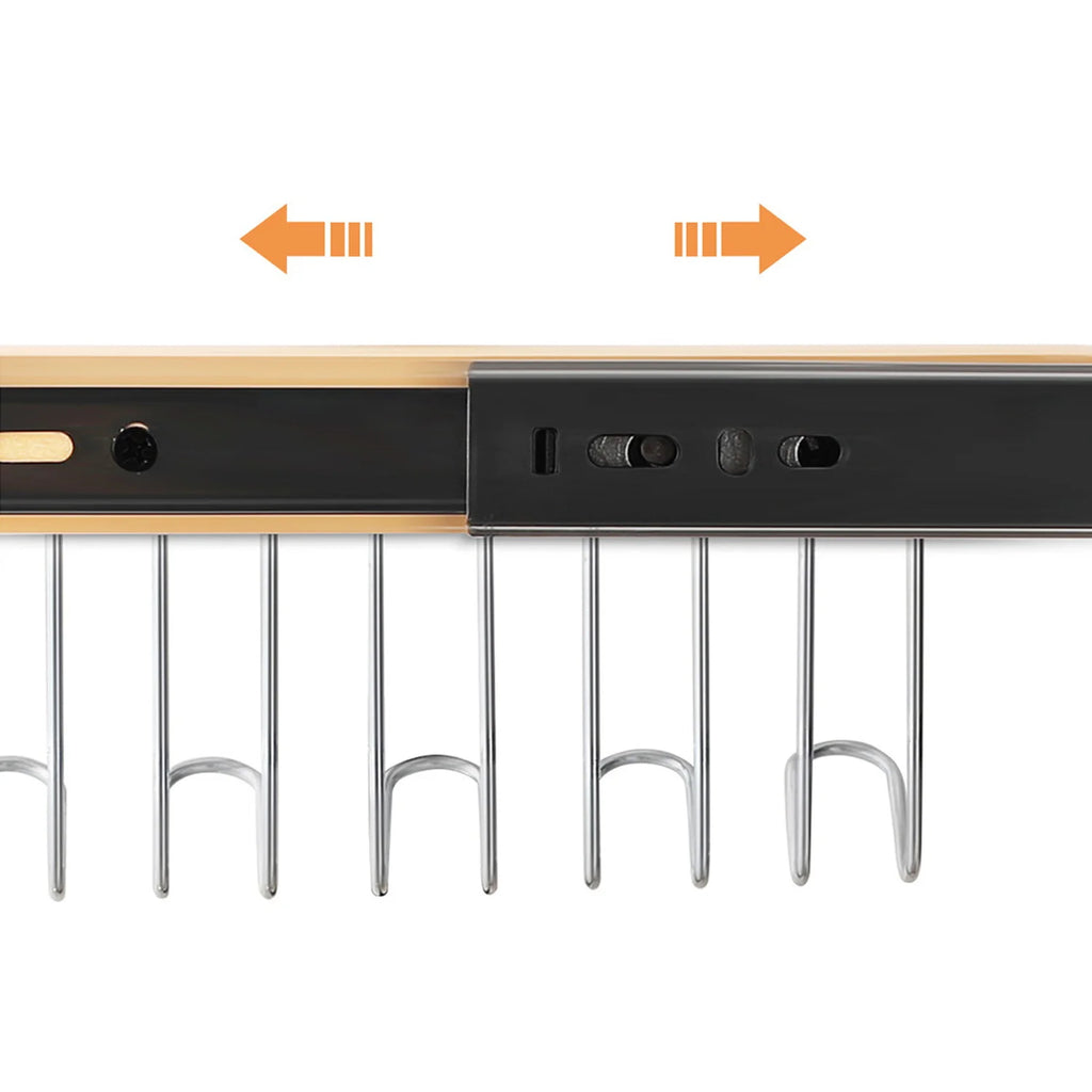 Clothes Hanger Bar for Closet Multifunctional Pull Out Hook Rack Wardrobe Sliding Rack Space Saving Closet Rod for Ties Scarves