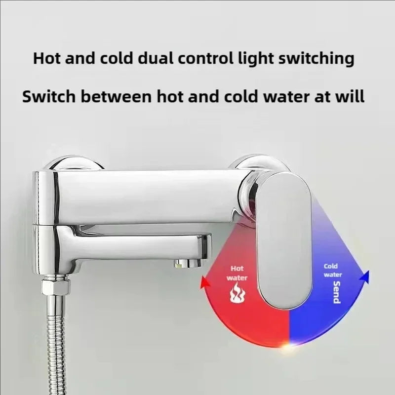 Brass Shower Bathroom Bathtub Faucet with Swivel Tub Spout Wall Mounted Hot and Cold Water Mixer Valve Household Bath Tap