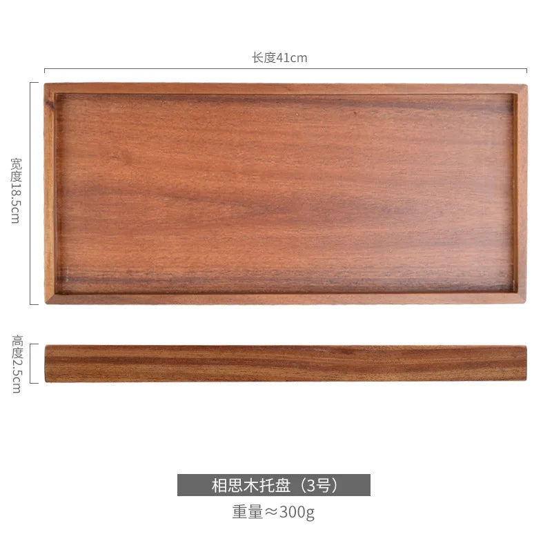 Walnut Wooden Serving Tray Tea Cup Saucer Trays Fruit Plate Storage Pallet Plate Decoration Japanese Food Rectangular Plate