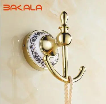 Robe Hooks Antique Brass Coat Hook Clothes Towel Hangers Storage Door Hook Wall Bathroom Accessories Black Bath Rack   Z-9001K