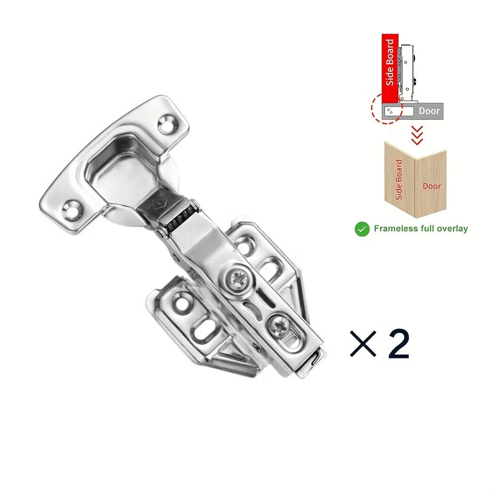 10-Piece Modern Frameless Cabinet Door Hinges Soft-Close Nickel Plated European Full/Half Overlay/Inset
