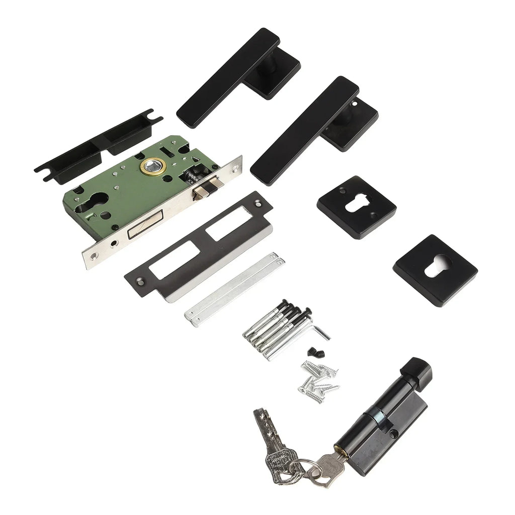 For Bedroom Interior Door Handle Lock Black Door Lock Reliable Security Versatile Application For Living Room Doors