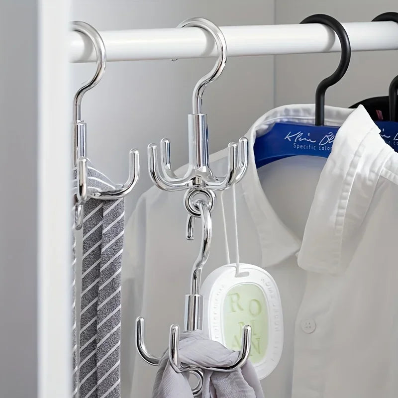 1/2pcs Multifunctional Rotating Clothes Hook Punch Free 4 Claws Rotation Coat Hanger Belt Organizer Scarf Storage Rack Wardrobe