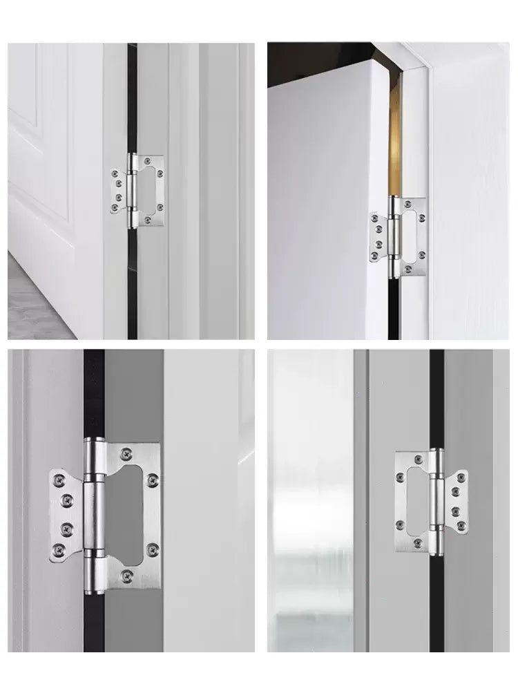 2PCS Stainless Steel Door Hinges 4 Inch Invisible Mute Thickened Bearings Hardware Hinge Accessories for Wooden Doors Window