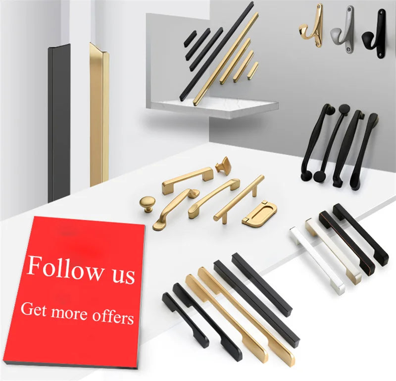 Modern Simple Geometric Design Golden Cabinet Handles Gray Drawer Knobs Kitchen Cupboard Door Handles Furniture Handles Hardware