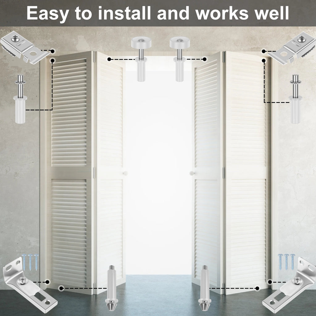 Bifold Door Hardware Kit Closet Door Track Replacement Sliding Door Parts Bi-fold Door Repair Kit Prevent Sliding Blocked