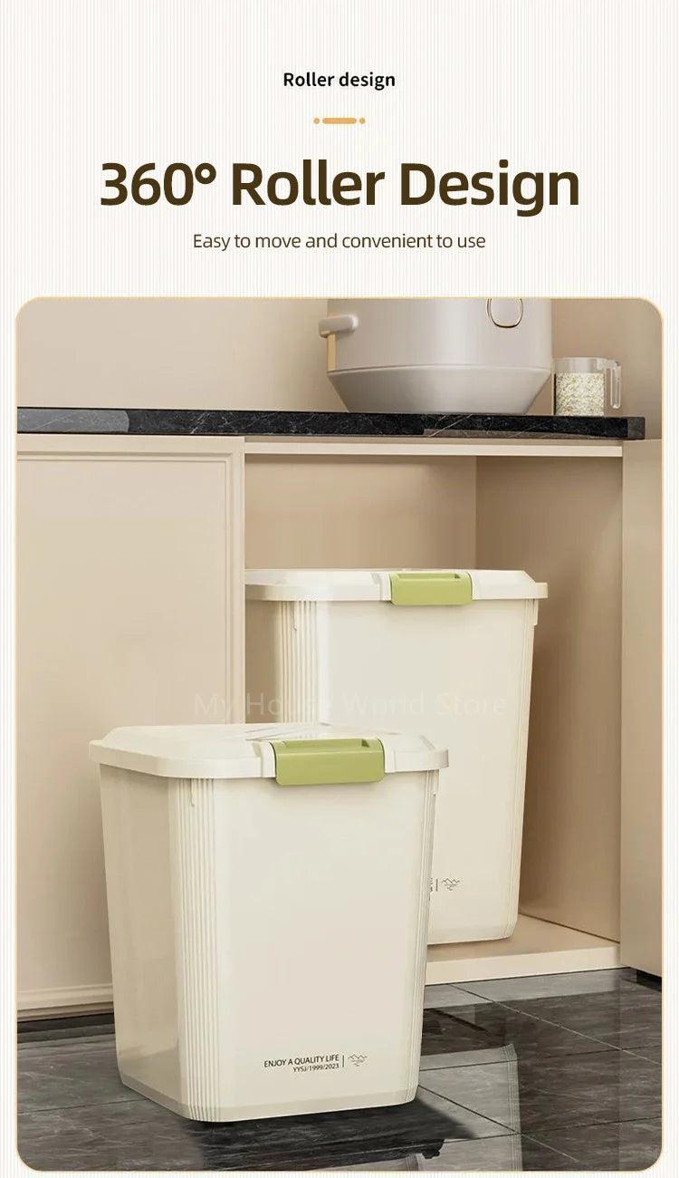 10KG Rice Container Rice Storage Box Sealed Cereal Dispenser with Buckle Insect Proof Grain Pet Food Container Kitchen Organizer