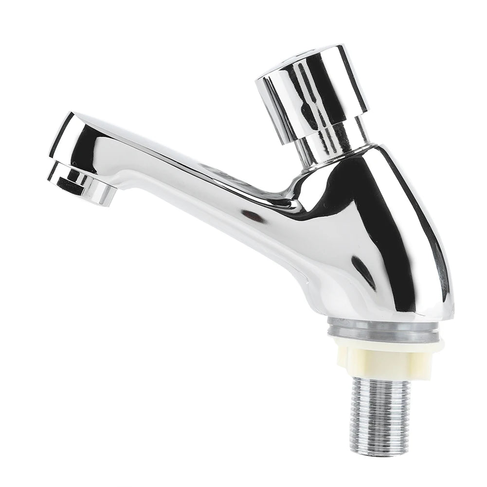 Basin Sink Bathroom Faucet Deck Mounted Cold Single Water Basin Tap Time Delay Lavatory Sink Tap Water Saving Household Tap