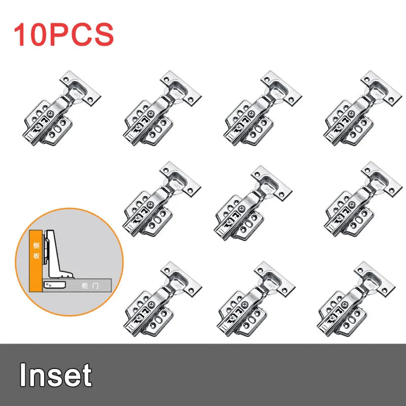 2/10PCS Stainless Steel Cabinet Hinges Soft Closing Hydraulic Door Hinge Damper Concealed Hinges with Screws