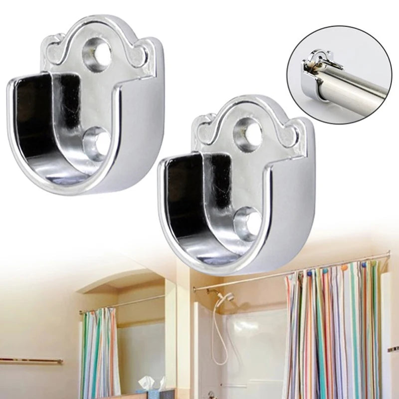 Aluminum Flange Seat Wardrobe Hanger Rod Tube Hook Fixed Support Bracket Seat Fixing Hardware Accessories Curtain Rod