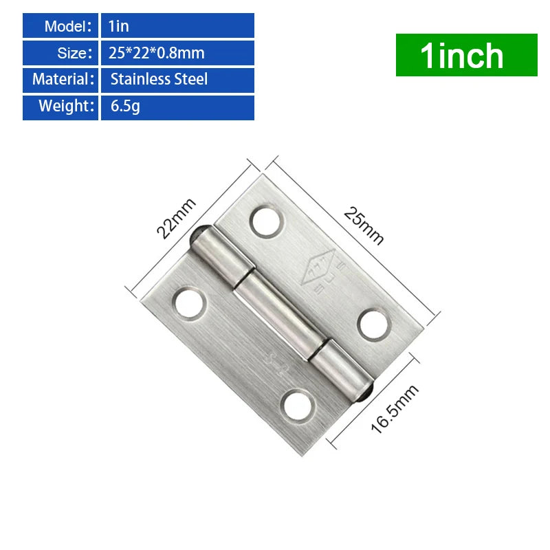 6/10pcs Furniture Cabinet Door Hinges Stainless Steel Drawer Fitting Hinge Hardware Box Accessories 2in 3in 1.5in 2.5in 3.5in