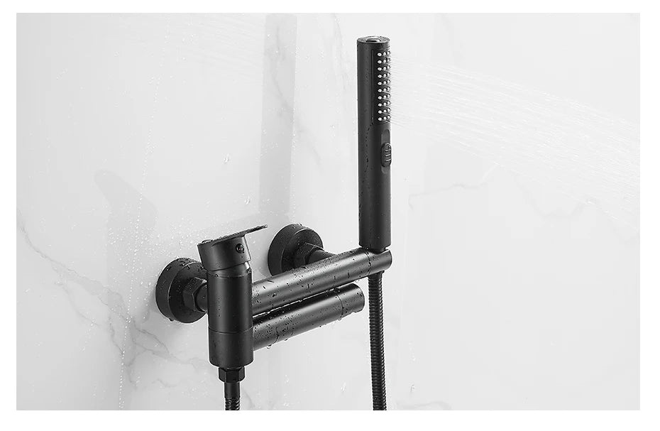 Bathtub Faucets Modern Black Bath Shower Set Unique Design of Rotating nozzle Mixer Tap Wall Mounted For Bathroom WF-877909