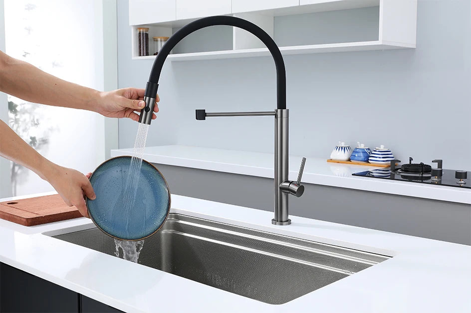 Kitchen Faucet Sink Faucets Rubber Pull Down Stream Sprayer Taps Stainless Steel 304 Rotatable Kitchen Mixer Water Tap Crane