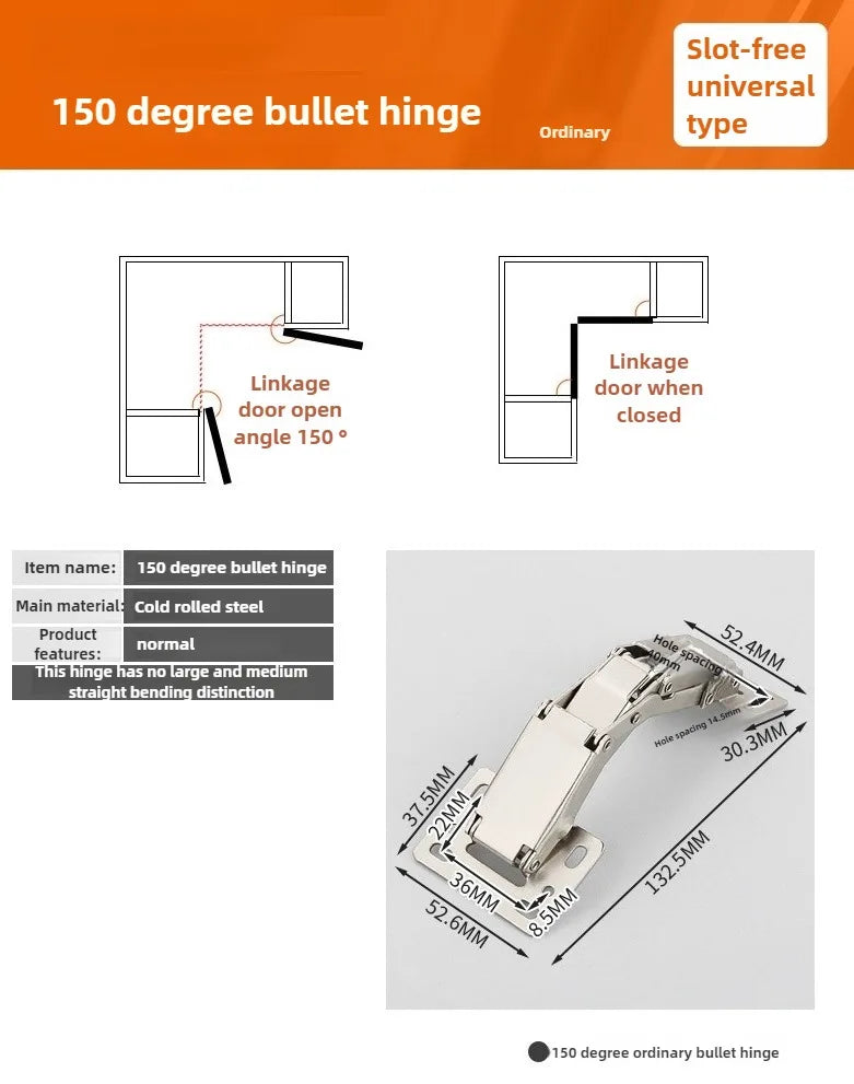 NORMAL Cabinet Hinge 90/150/170 Degree No-Drilling Hole Cupboard Door Hydraulic Hinges Soft Close With Screws Furniture Hardware