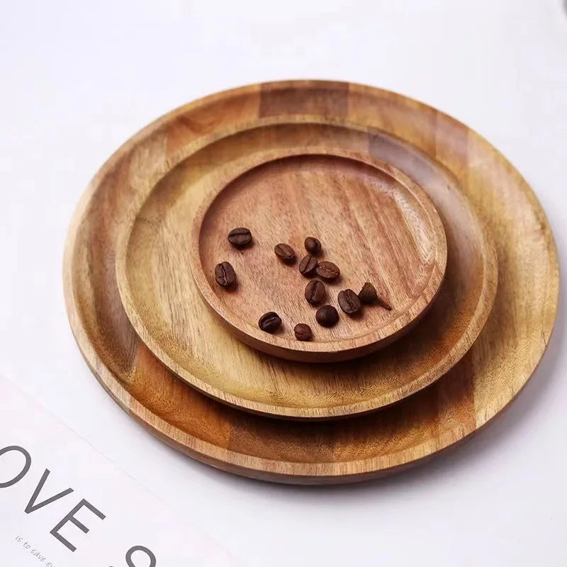 Large round Wooden Food Tray Serving Plate Waterproof l Wood Dert Plate Fruit Tray Wood Crt Decorative Item