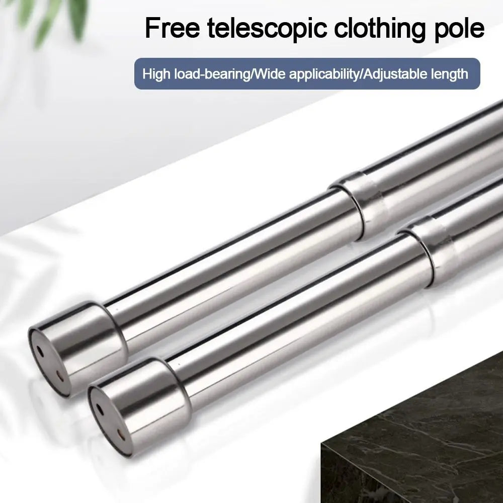 Adjustable Closet Rail Pole Curtain Telescopic Hanging Rod Useful Extendable Stainless Steel Wardrobe Clothes Rod