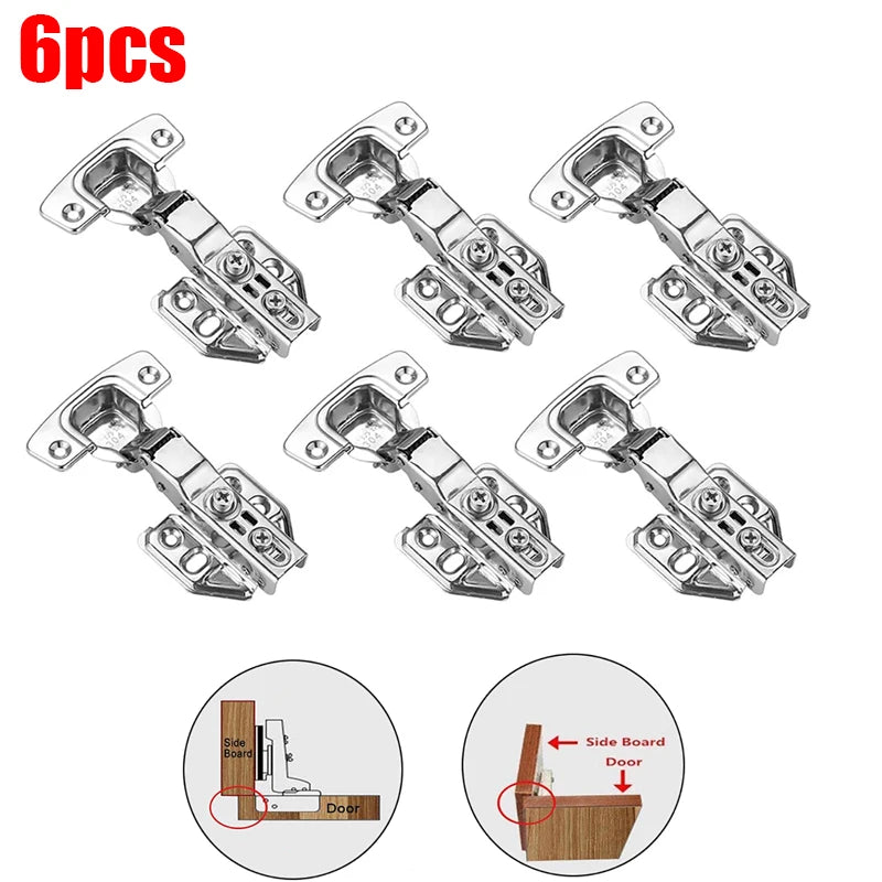 2-20Pcs Stainless Steel Cabinet Door Hinges Hydraulic Damper Buffer Soft Close Quiet Wardrobe Door Concealed Hinges with Screws