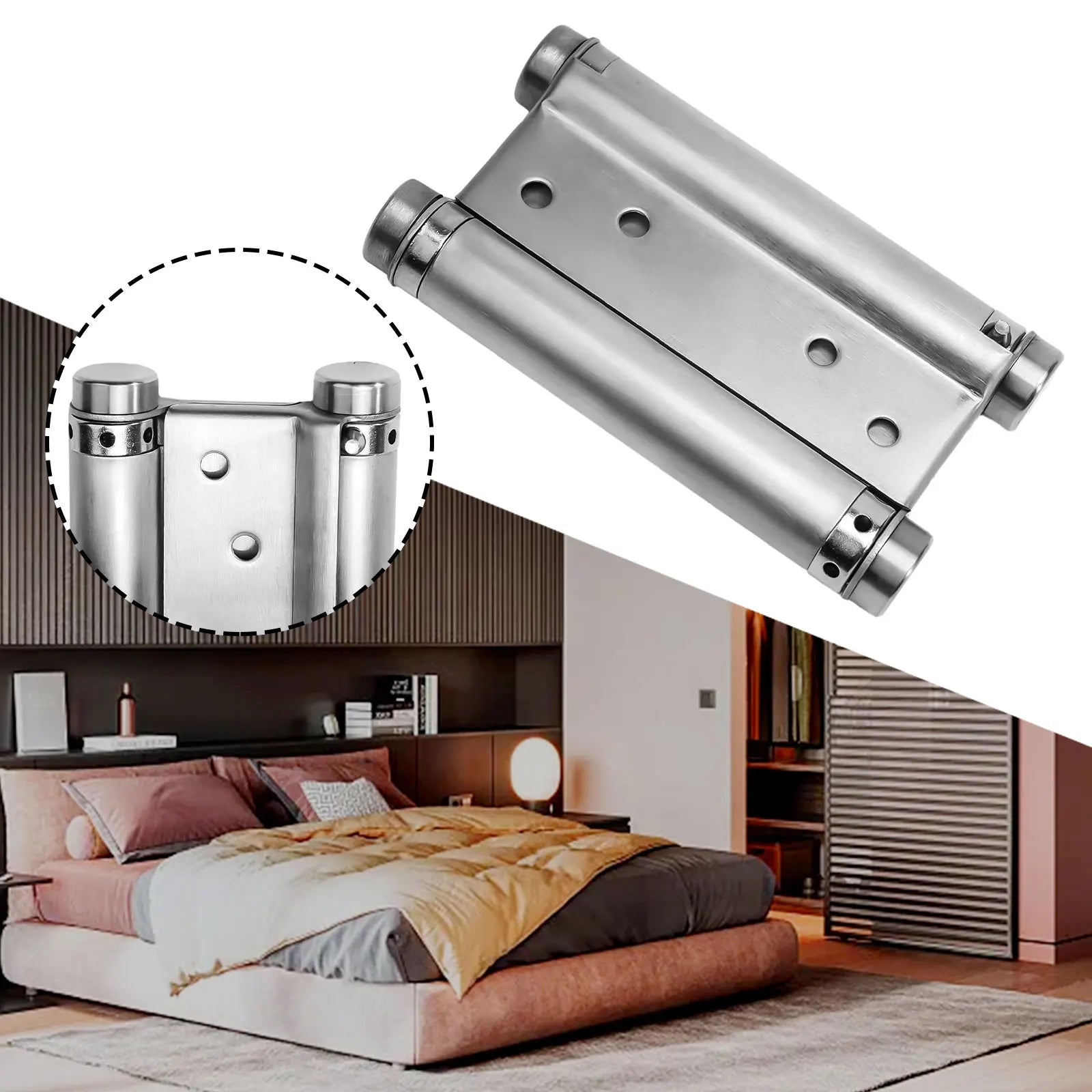 Double Spring Hinge Two-Way Free Door Hinge Stainless Steel  Automatic Door Closing Garage Door Hinges Fence Dedicated Hardware
