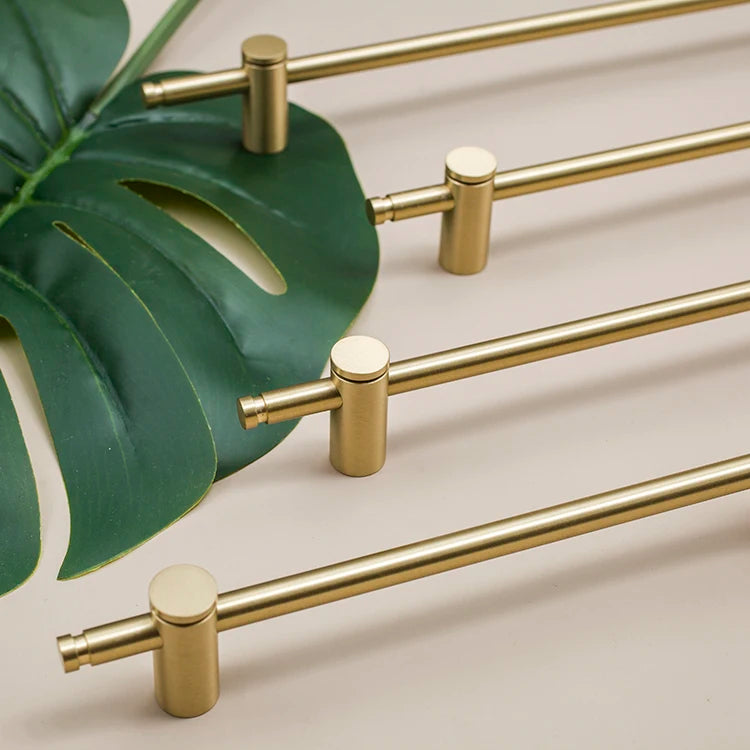 Furniture Long Handles Pure Solid Brass Handle Modern Simple Golden Light Luxury Integral Wardrobe Bathroom Cabinet Long Handle
