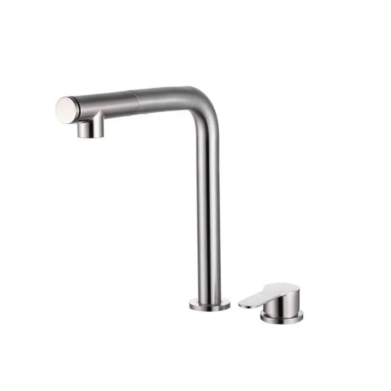 Pull-out Kitchen Sink Faucet Lift Concealed Hot And Cold Mixed Water Faucet 304 Stainless Steel Double Hole Single Handle Tap