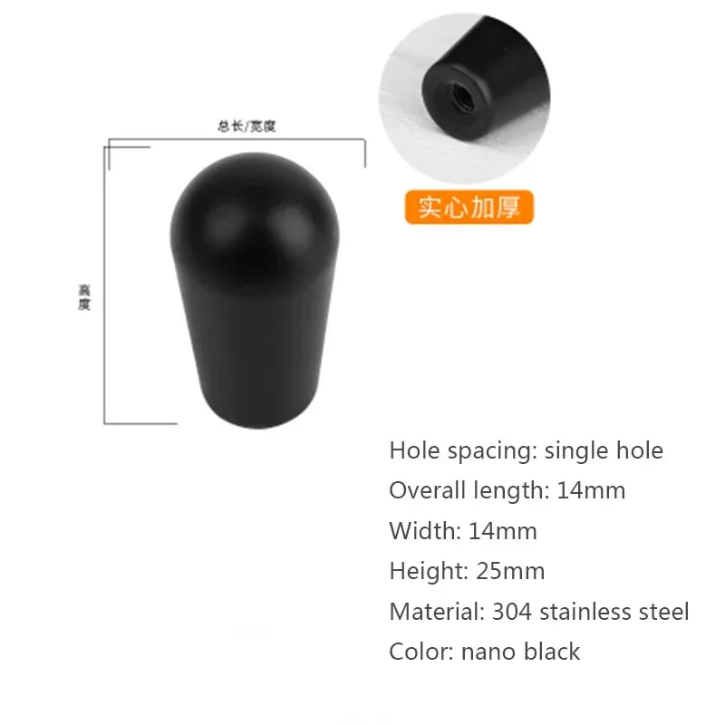 Modern Simple Wardrobe Door Handle, 304 Stainless Steel European Black Cabinet Single Hole Drawer Small Pull, Drawer Knob