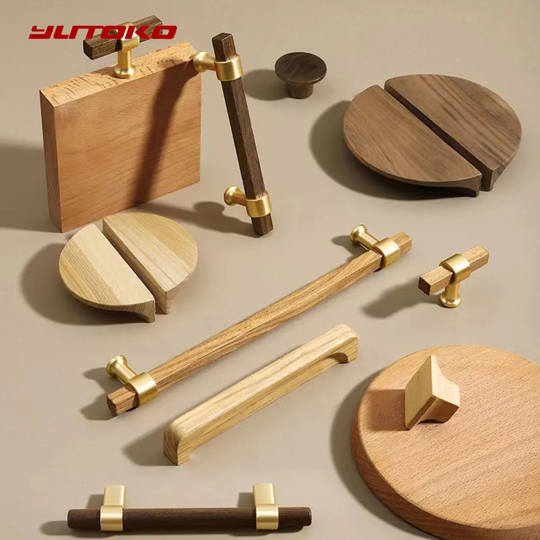 Wooden Cabinet Handles for Furniture Drawer Knobs Kitchen Cupboard Handles Wardrobe Door Knob and Handle Furniture Hardware