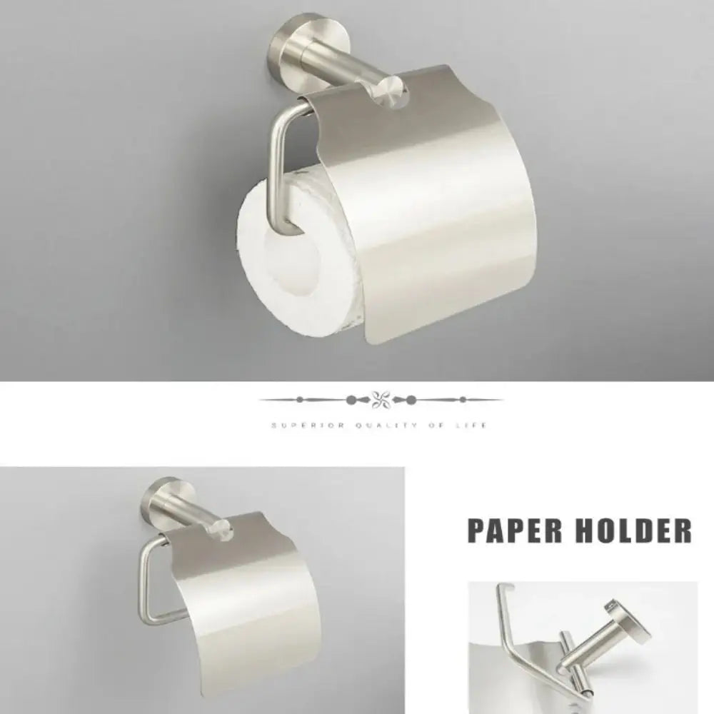 Bathroom Hardware Brushed Nickel Bathroom Accessories 304 Stainless Steel Hook Towel Rack Toilet Paper Holder Toilet Brush