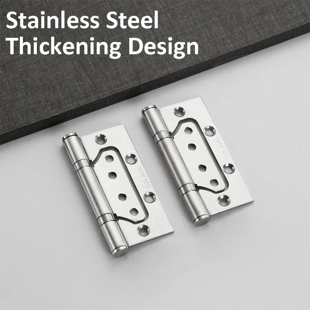 6pcs 4 Inch Stainless Steel Hinge for Bedroom Bathroom Wooden Door Slotted Free Hinges
