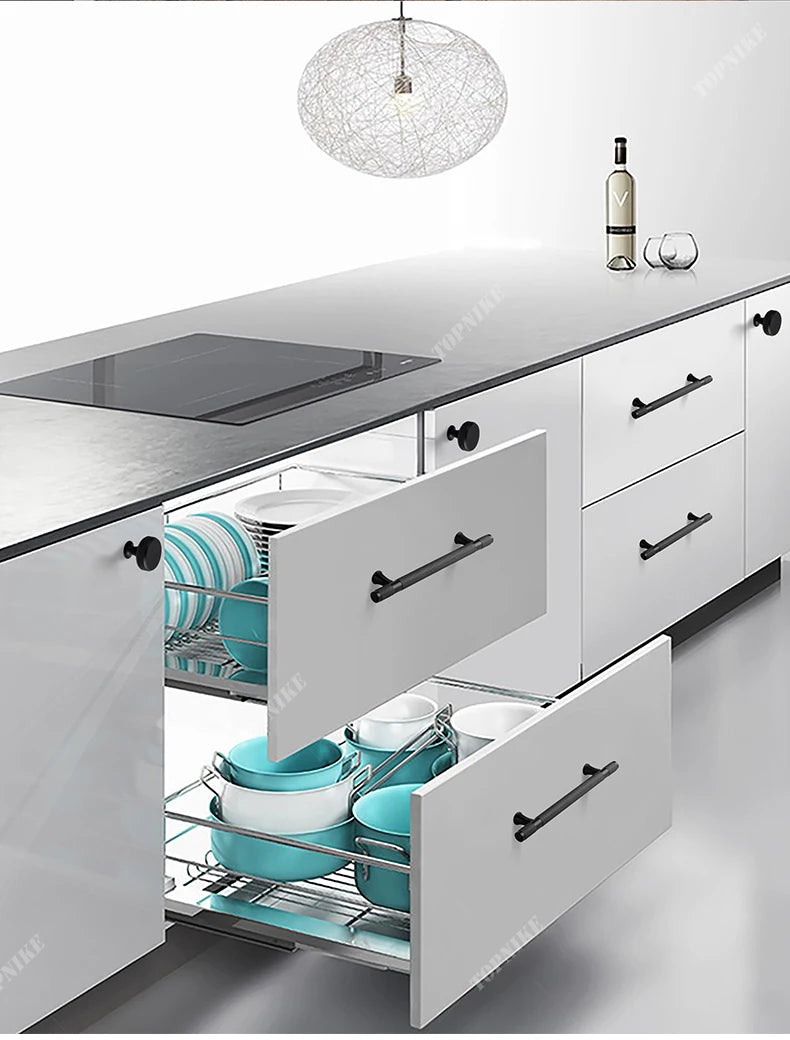 Simple Kitchen Cabinet Wardrobe Door Handles Drawer Knobs and Handles for Furniture Gold Black Knurled Nordic Style