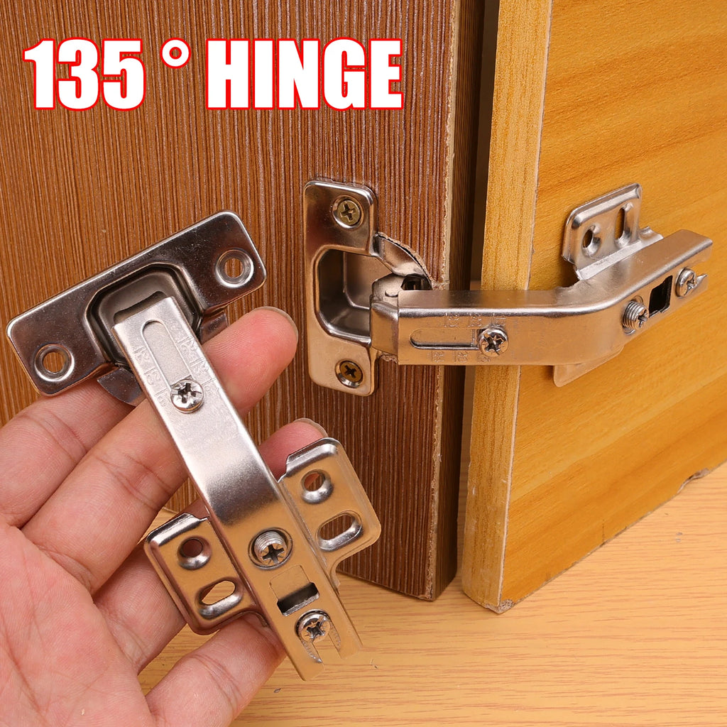 3/1PCS Soft Close Cabinet Hinges 135° Stainless Steel Cupboard Door Concealed Hinges For Corner Replacement Hardware Supplies