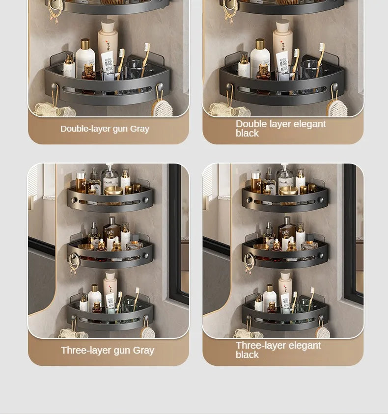 2PCS Bathroom Shelves Kitchen Storage Organizer Plastic Shampoo Rack Shower Shelf Bathroom Accessories No Drill Shelf