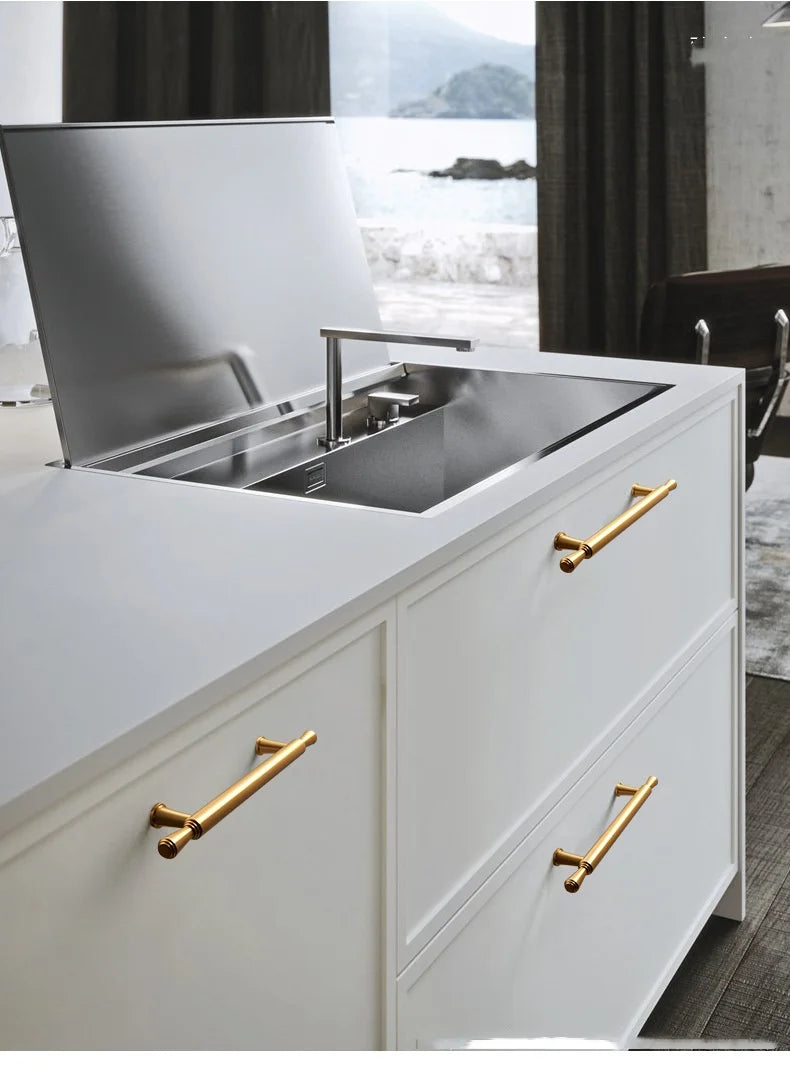 Long Kitchen Cabinet Hardware Cupboard Handles T Bar Furniture Hardware Drawer Pulls Rose Gold Door Handle Kitchen Accessories