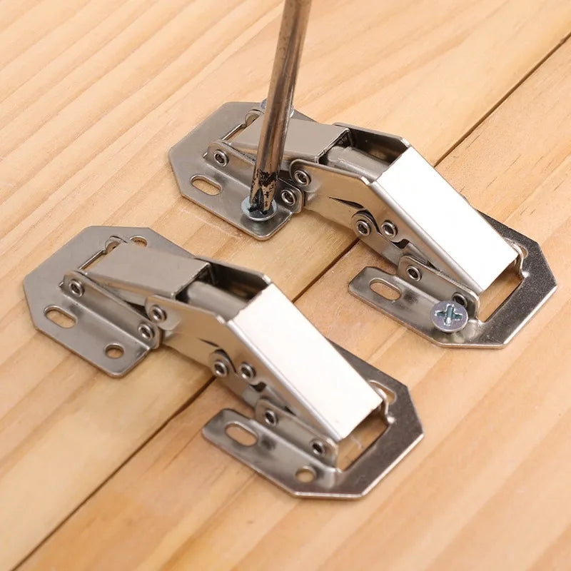 Cabinet Hinges With 2-10Pcs Set Screws No-Drilling Noiseless Hidden Cabinet 90 Degree Hinge Door Soft Close Furniture Hardware