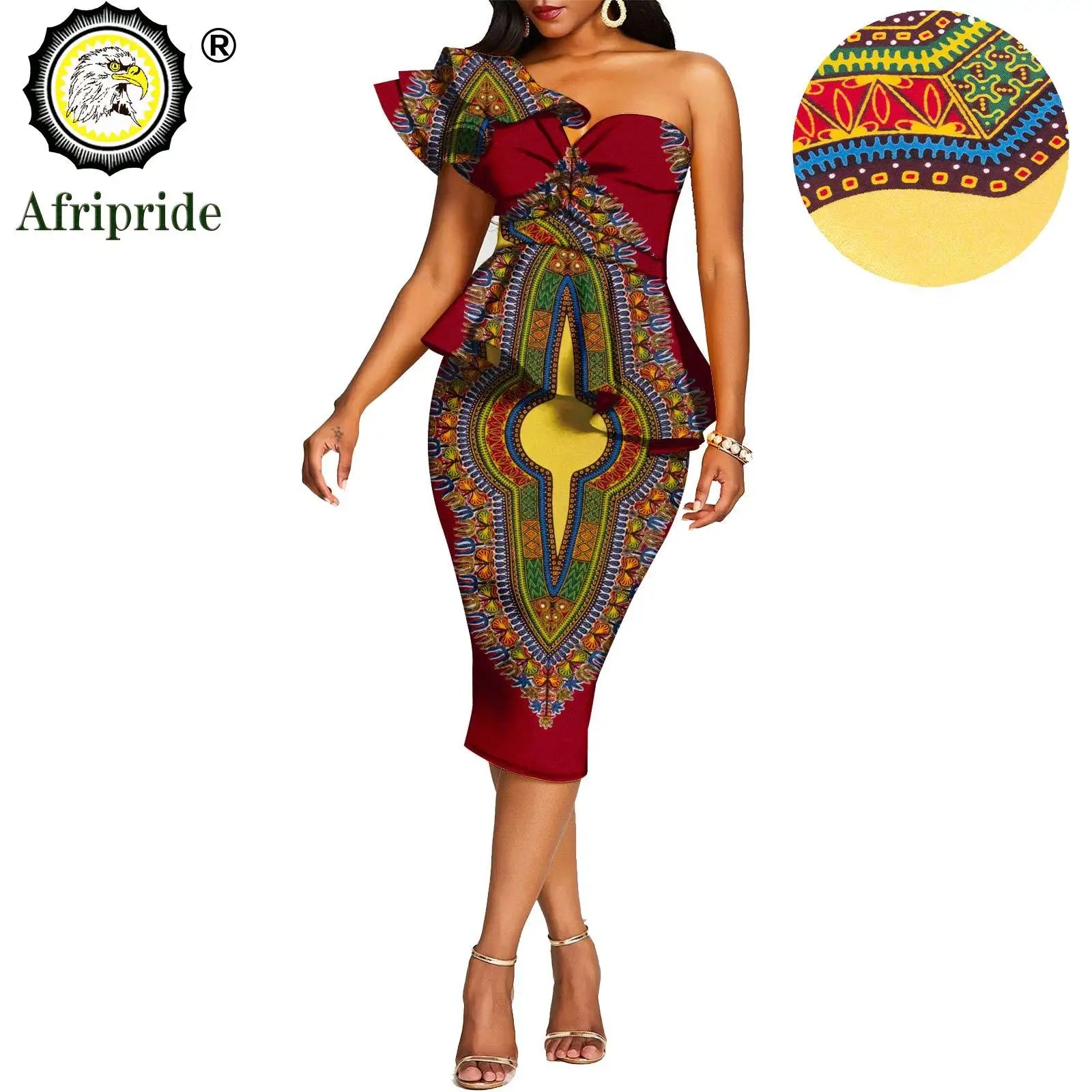 African 2 Piece Set for Women Crop Top + Print Skrit Set Ankara Clothing Dashiki Outfits Blouse Shirt Midi Skirt Casual S1926100